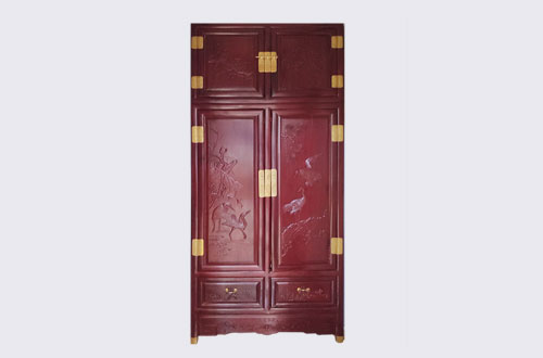 莱芜高端中式家居装修深红色纯实木衣柜