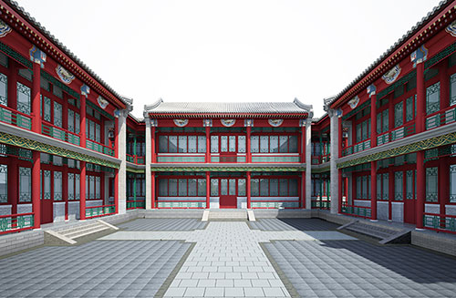 莱芜北京四合院设计古建筑鸟瞰图展示